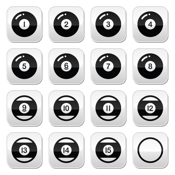 Pool ball, billiard or snooker ball buttons set - Вектор,изображение