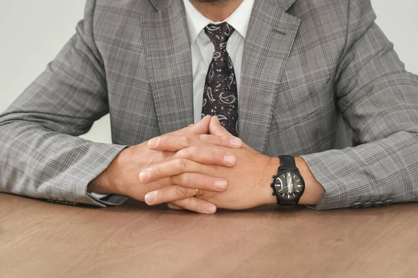 Business man crossed his arms during a meeting - Fotó, kép