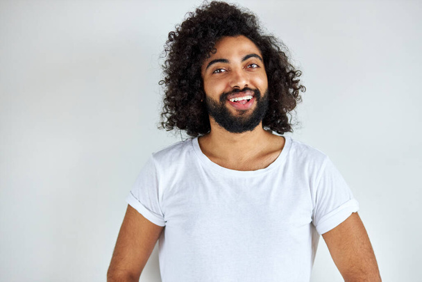 pleasant indian arabian male in shirt looking at camera - Φωτογραφία, εικόνα