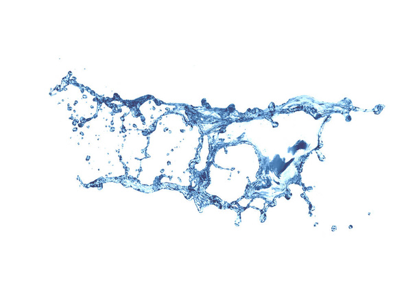 Efecto de salpicadura de agua sobre fondo blanco con ondulación y reflexión. - Foto, Imagen