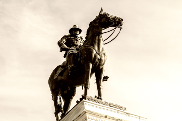 Capitolin edessä oleva muistomerkki, kenraali Ulysses S. Grantin patsas hevosen selässä. Washington DC - Valokuva, kuva