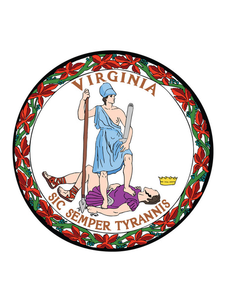 Great Seal of US Federal State of Virginia (Old Dominion, Mother of Presidents) - Vector, Image