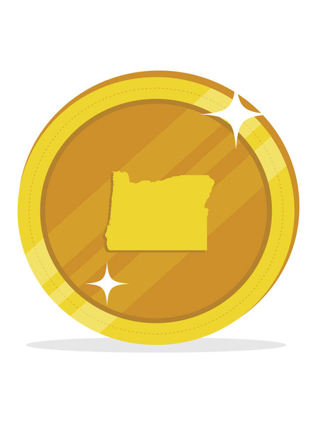 Vereinigte Staaten Bundeskarte von Oregon innerhalb der United States Golden Dollar Coin - Vektor, Bild