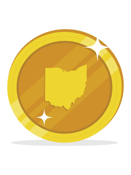 Carte fédérale de l'Ohio aux États-Unis Dollar d'or pièce - Vecteur, image