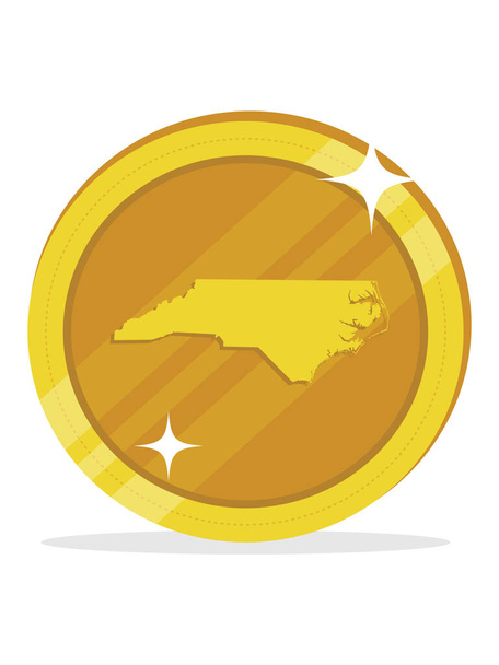 Amerika Birleşik Devletleri Kuzey Carolina Federal Haritası, Birleşik Devletler Altın Parası - Vektör, Görsel