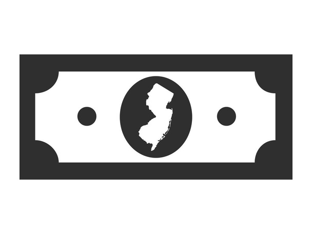 United States Federal Map of New Jersey within Black and White United States Dollar Bill - Vector, Image