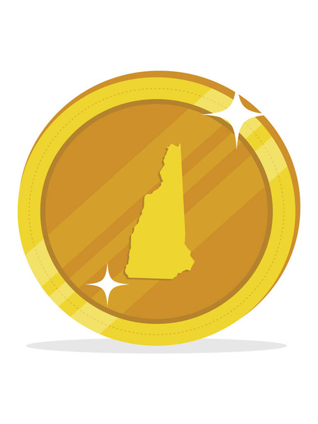 Yhdysvaltain Liittovaltion Kartta New Hampshire sisällä Yhdysvallat Golden Dollar Coin - Vektori, kuva
