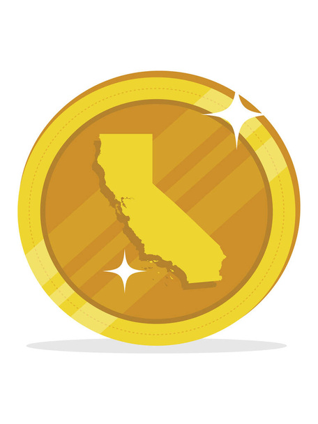 Carte fédérale de la Californie aux États-Unis Golden Dollar Coin - Vecteur, image