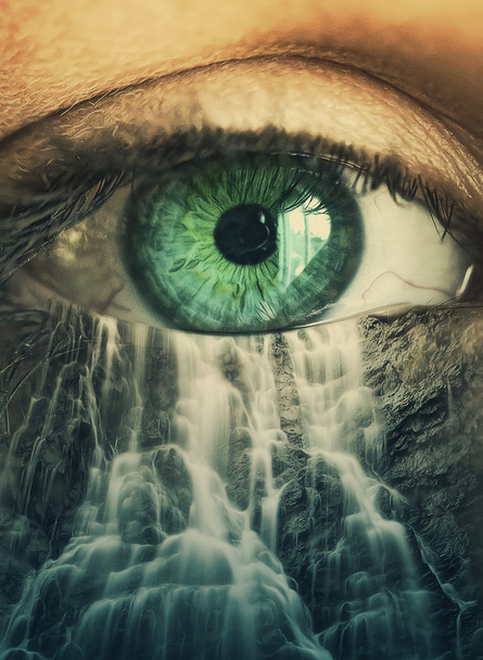 Eye and waterfall - Photo, Image