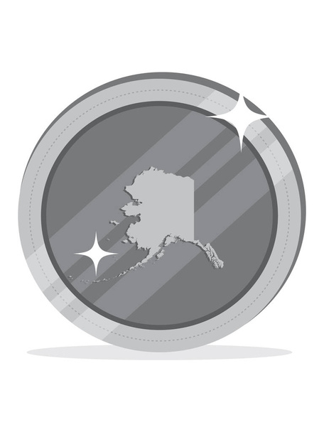 Ηνωμένες Πολιτείες της Αμερικής Ομοσπονδιακός Χάρτης της Αλάσκας εντός 3D Ηνωμένες Πολιτείες Silver Dollar Coin - Διάνυσμα, εικόνα