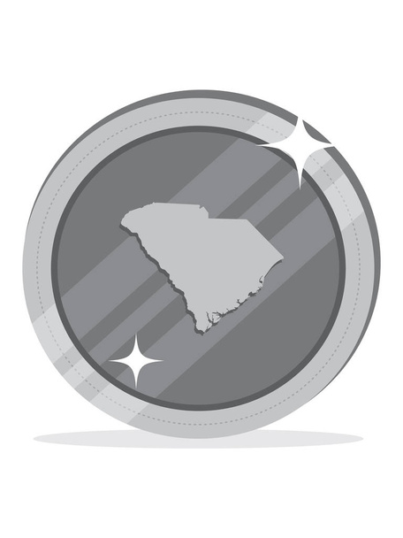 Федеральная карта США с изображением Южной Каролины в 3D-изображении серебряной монеты США - Вектор,изображение