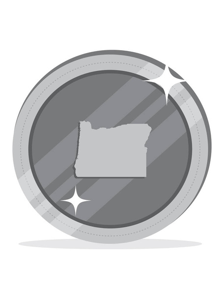 Yhdysvaltain Liittovaltion Kartta Oregon sisällä 3D Yhdysvaltain Silver Dollar Coin - Vektori, kuva