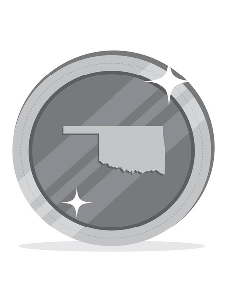 Amerika Birleşik Devletleri Oklahoma Federal Haritası 3 boyutlu ABD Gümüş Parası - Vektör, Görsel