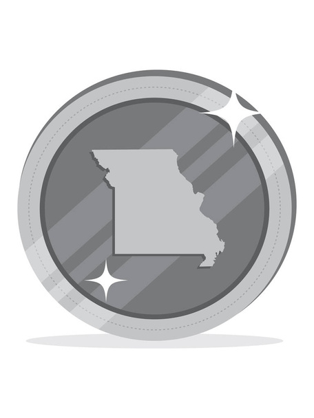 Amerika Birleşik Devletleri Missouri Federal Haritası 3 boyutlu ABD Gümüş Parası - Vektör, Görsel
