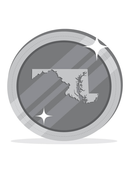 Verenigde Staten Federal Map of Maryland binnen 3D Verenigde Staten Silver Dollar Coin - Vector, afbeelding