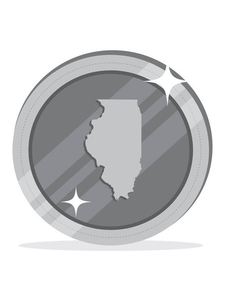 Estados Unidos Mapa Federal de Illinois dentro de 3D Moneda de Plata de los Estados Unidos - Vector, imagen