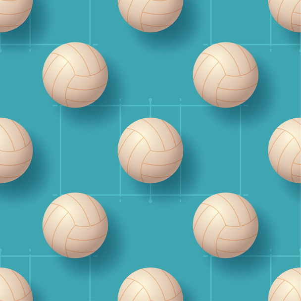 Volleyball ball seamless pettern vector illustration. realistic volleyball ball seamless pattern design - Vector, Image