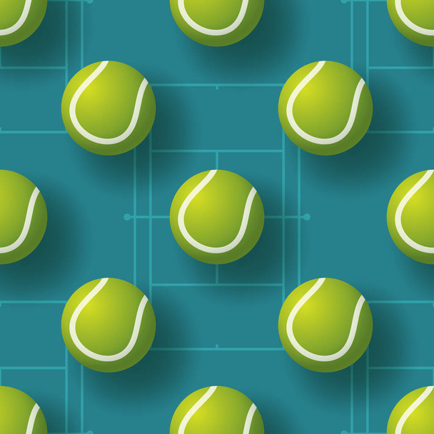 тенісний м'яч безшовний візерунок Векторні ілюстрації. реалістичний дизайн тенісного м'яча безшовний візерунок
 - Вектор, зображення