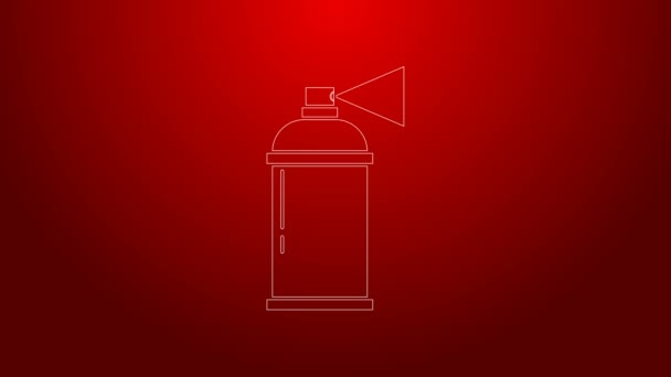 Green line Paint spray can icon isolated on red background. 4K Video motion graphic animation - Footage, Video
