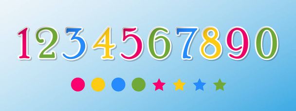 Een set van tien nummers van nul tot negen. Kleurrijke set nummers 0, 1, 2, 3, 4, 5, 6, 7, 8, 9 logo of icoon. Vectorillustratie. - Vector, afbeelding