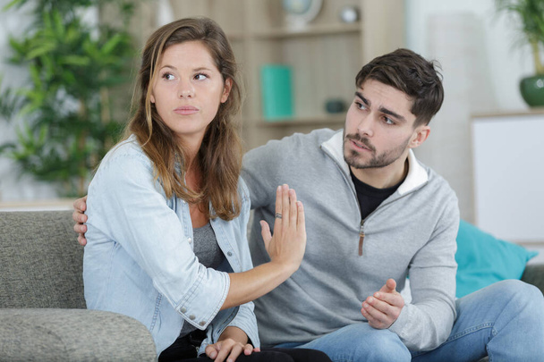 woman ignoring boyfriend during argument - Photo, image