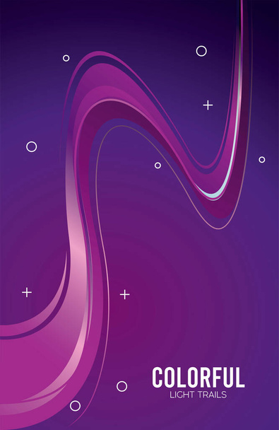 colorido rastro de luz en fondo púrpura - Vector, Imagen