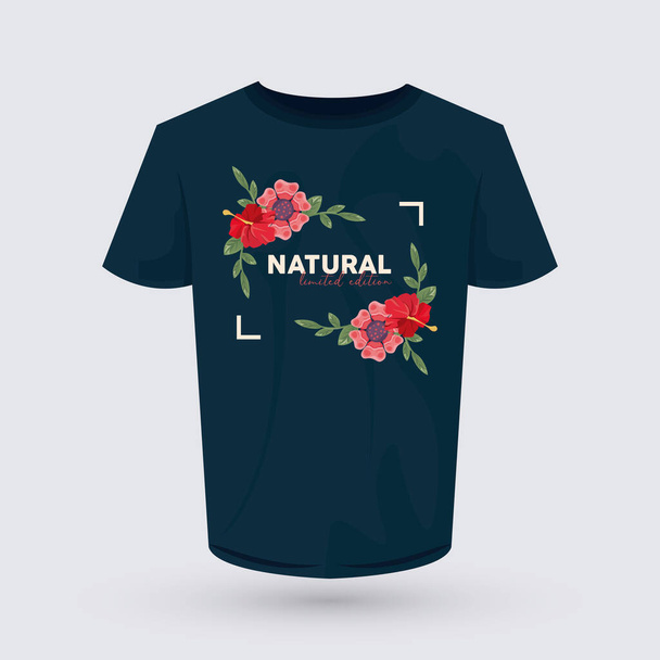 натуральне слово сорочка принт з квітами
 - Вектор, зображення