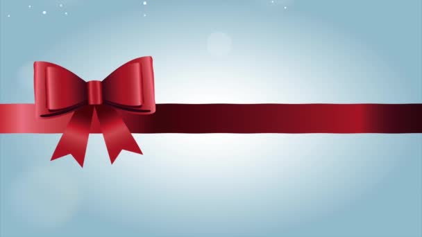 feliz tarjeta de navidad feliz con lazo de cinta - Metraje, vídeo