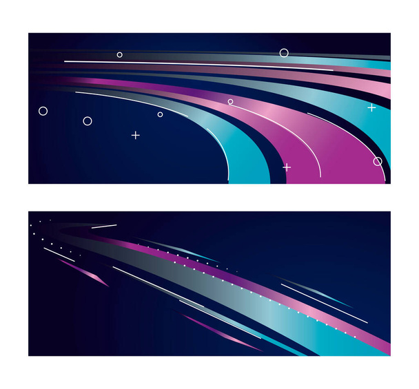 trilha de luz colorida em fundos roxos e azuis - Vetor, Imagem