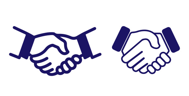 Punho e aperto de mão ícone de contorno com acordo ou pictograma de linha de parceria. - Foto, Imagem