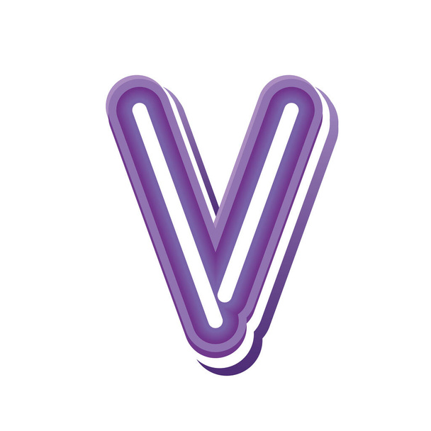 kirjain V violetissa neonkirjasimessa - Vektori, kuva