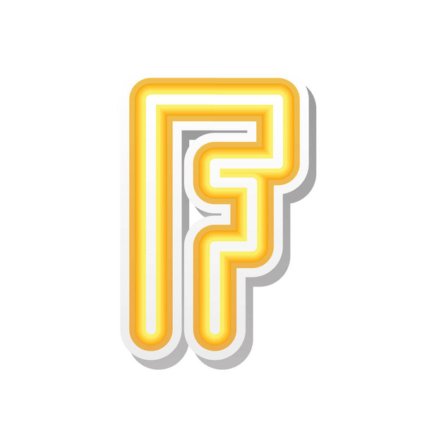 letter F in oranje neon lettertype - Vector, afbeelding