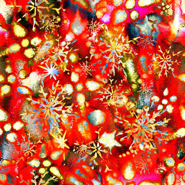 surreal cosmic magic unusual seamless watercolor pattern endless repeat - Zdjęcie, obraz