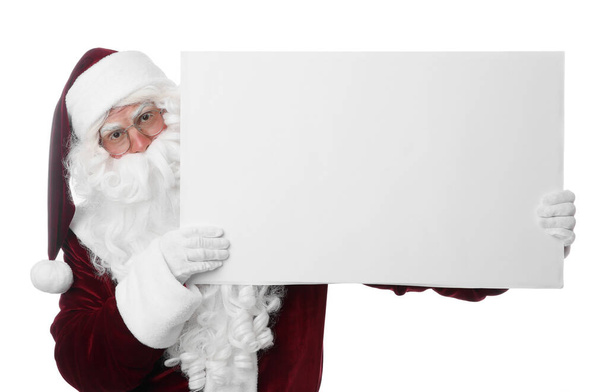 Santa Claus with blank banner on white background - Fotó, kép