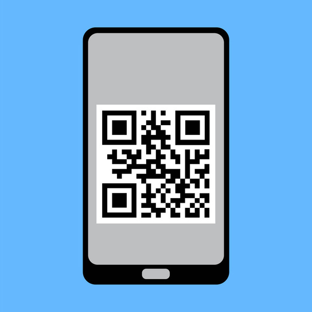 Bar code icon. qr code on the phone. Code scanner. Stock image. - Vector, Image