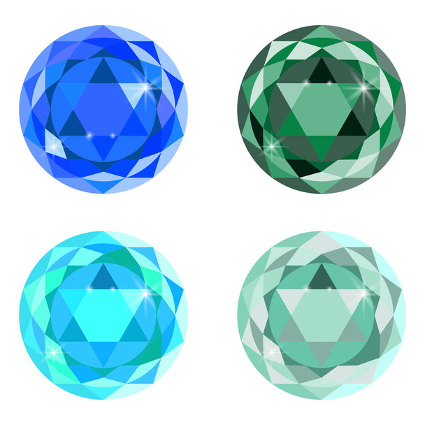 Modern gems, great design for any purposes. Icon set. Multi-colored jewelry. Stock image. - Vector, imagen