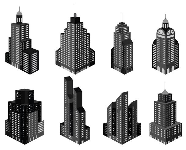 Wolkenkratzer in der Perspektive (schwarz / weiß)) - Vektor, Bild