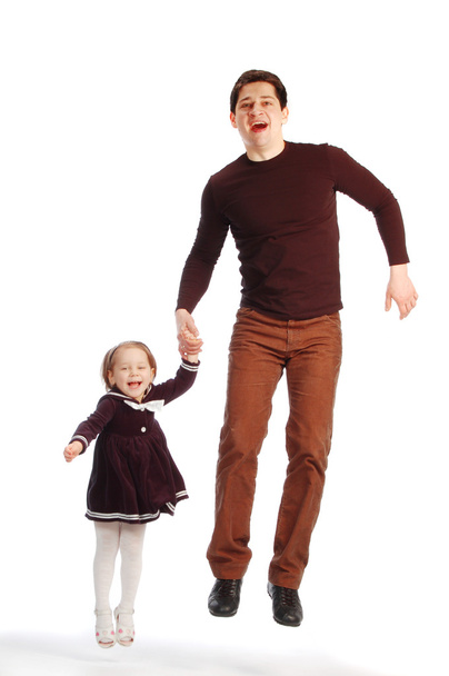 Happy father with a daughter jumping - Foto, Imagem