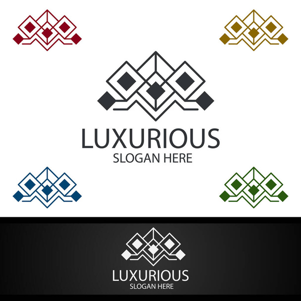 Luxuriöses königliches Logo für Schmuck, Hochzeit, Hotel oder Modedesign - Vektor, Bild