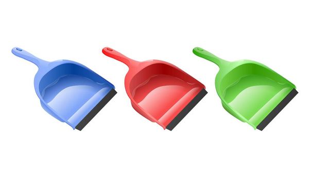3d realistic vector scoop. Isolated collection of colorful dustpans. - Vector, Image