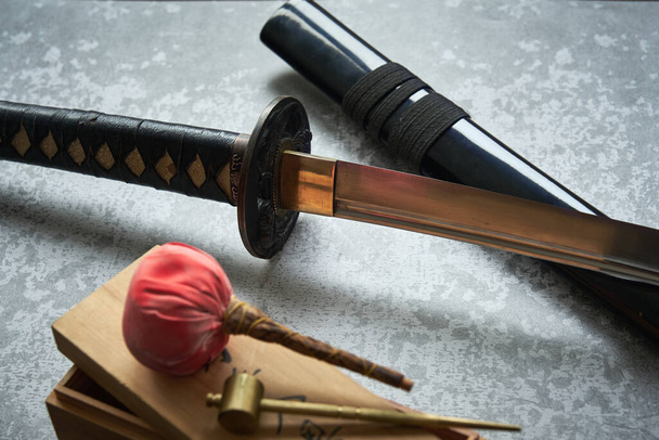 close-up of the Japanese battle sword katana - Zdjęcie, obraz