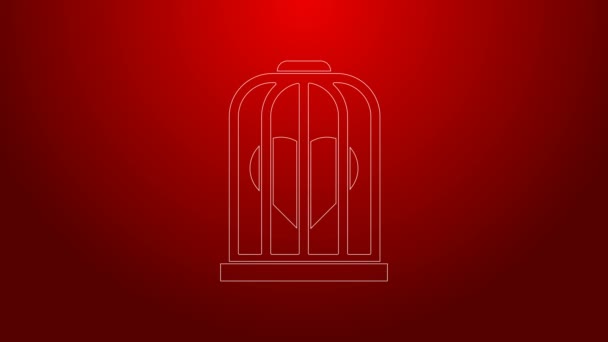 Green line Heart in the bird cage icon isolated on red background. Love sign. Valentines symbol. 4K Video motion graphic animation - Footage, Video
