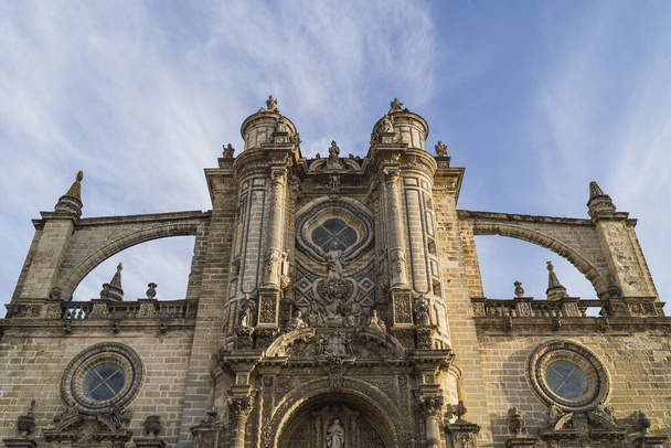 A low angle shot of Jerez Cathedral in Spain - 写真・画像
