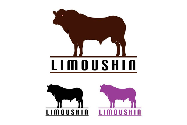 limousin stier logotype, grote en sterke stier voor bedrijf mascotte, vector illustraties - Vector, afbeelding