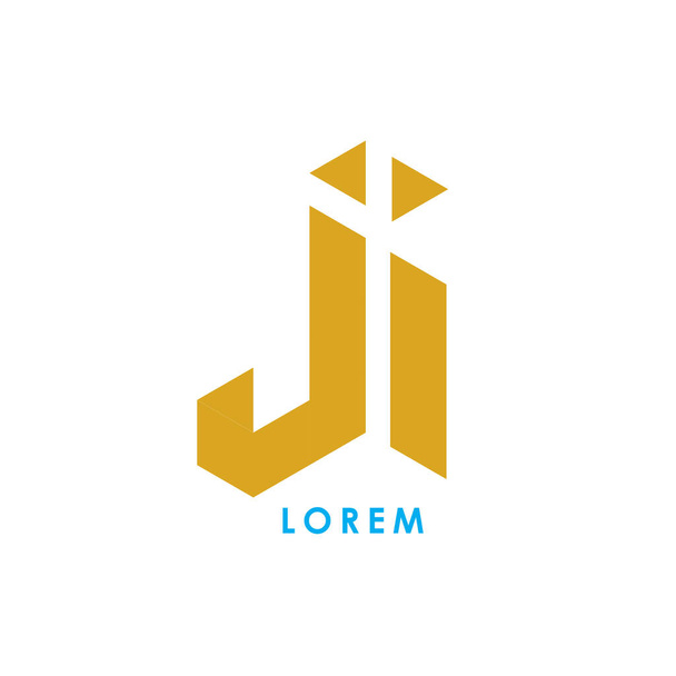 Lettere J I, J & I icona del logo congiunto con modello vettoriale color oro. - Vettoriali, immagini