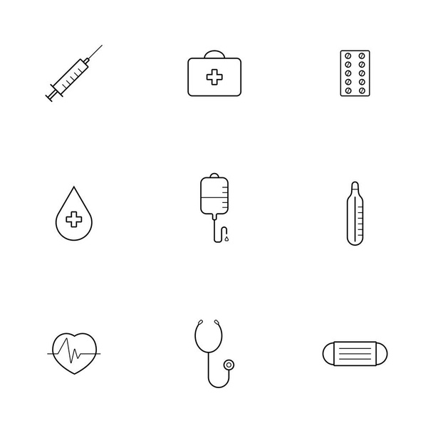 Medical icons set on white background. Medicine symbols, vector illustration - Vettoriali, immagini