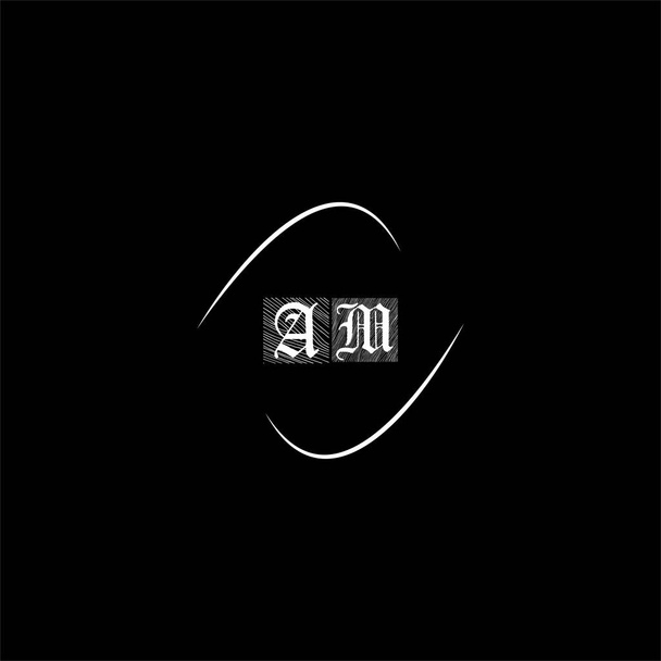 A M letter logo creative design on black color background, am monogram - Vector, Image