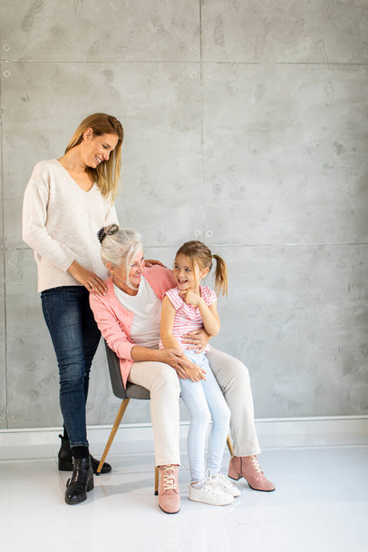 Senior woman, adult woman and cute little girl, three generations  at home - Valokuva, kuva
