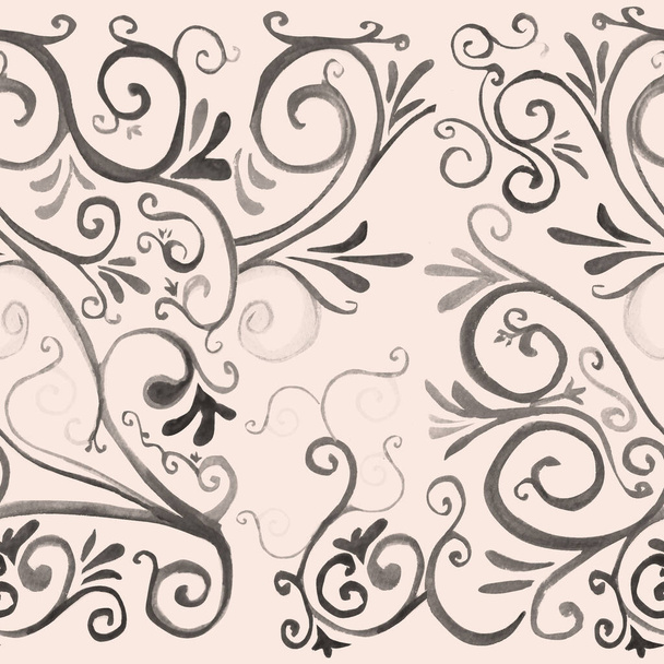 Handgezeichnetes Aquarell mit floralem Muster - Foto, Bild