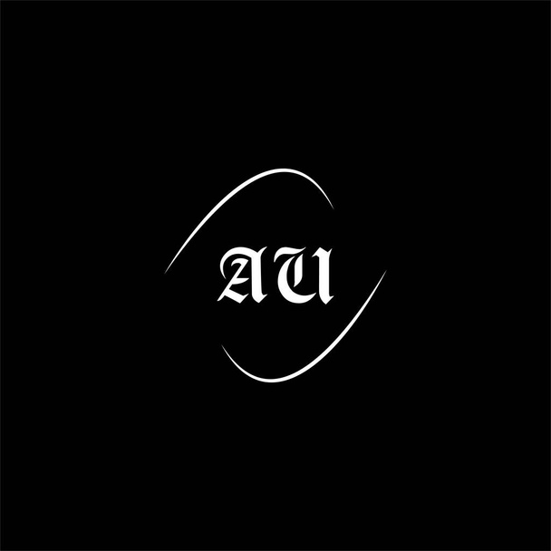 A U letter logo creative design on black color background, au monogram - Vector, Image